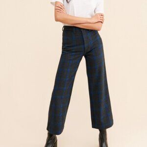 Rolla's Check Cropped Wool Wide Leg Pants